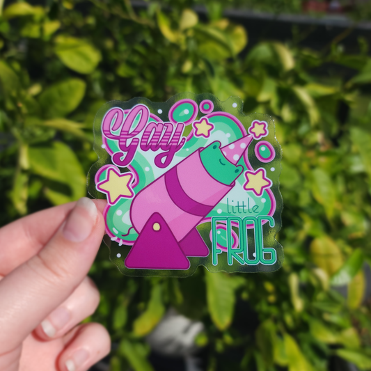 Gay Little Frog ✦ Clear Die Cut Sticker