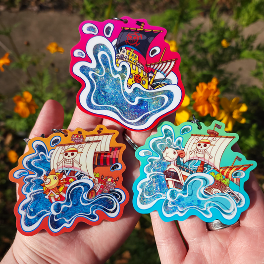 OP Pirate Anime ✦ Flowing Liquid Glitter Keychain