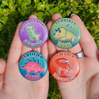 Dinos with Feelings! ✦ Metal Buttons