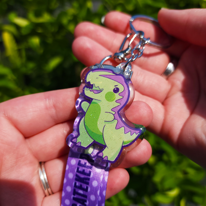 Silly Dinosaurs! ✦ Lanyard and Glitter Epoxy Keychain