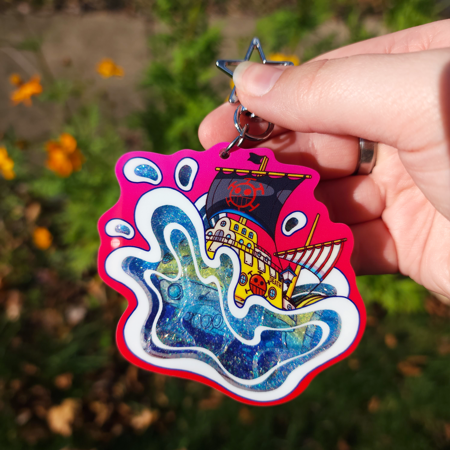 OP Pirate Anime ✦ Flowing Liquid Glitter Keychain
