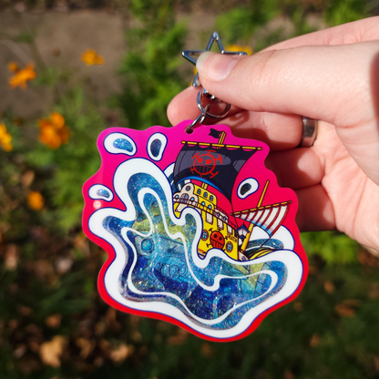 OP Pirate Anime ✦ Flowing Liquid Glitter Keychain